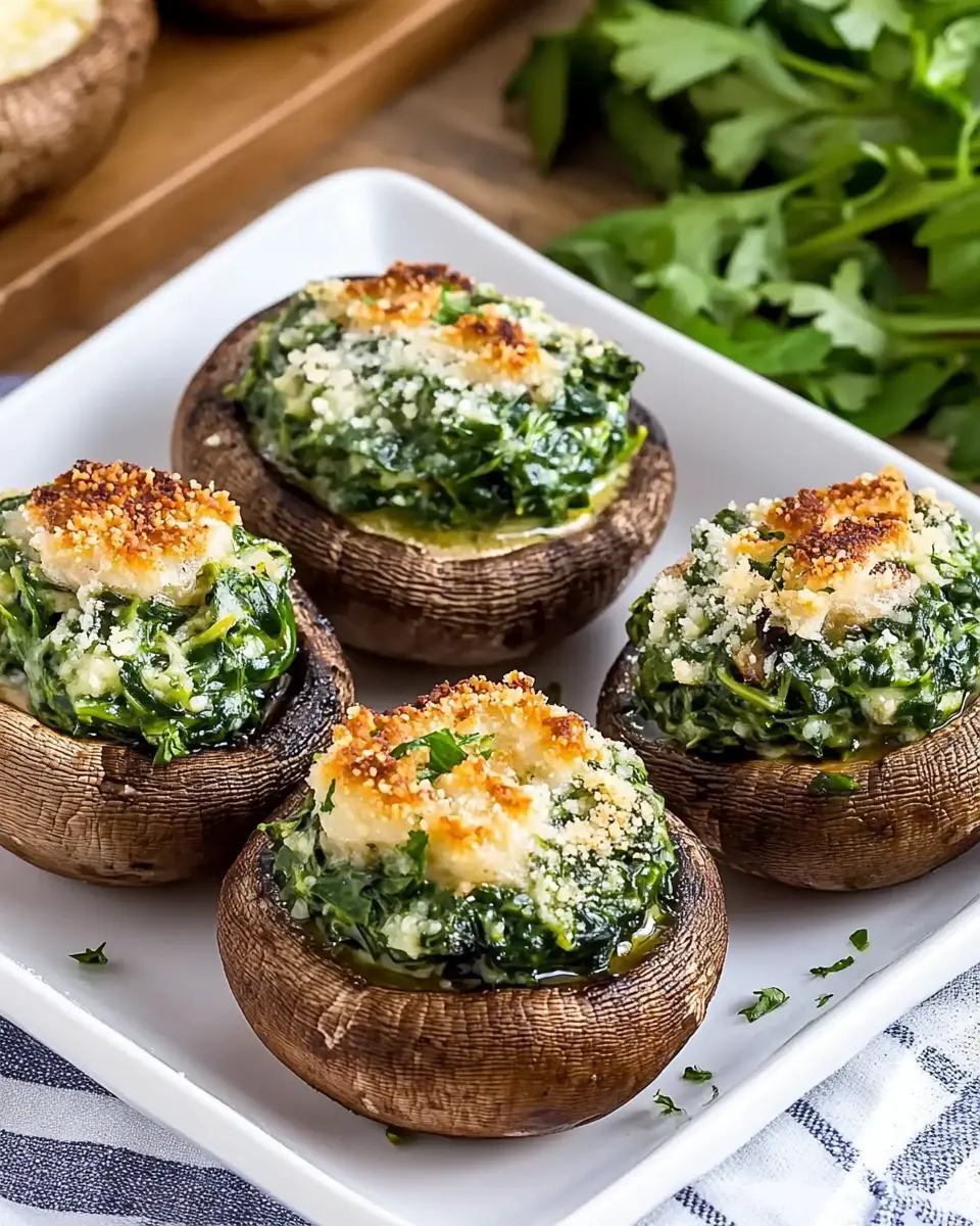 Gefüllte Champignons mit Spinat