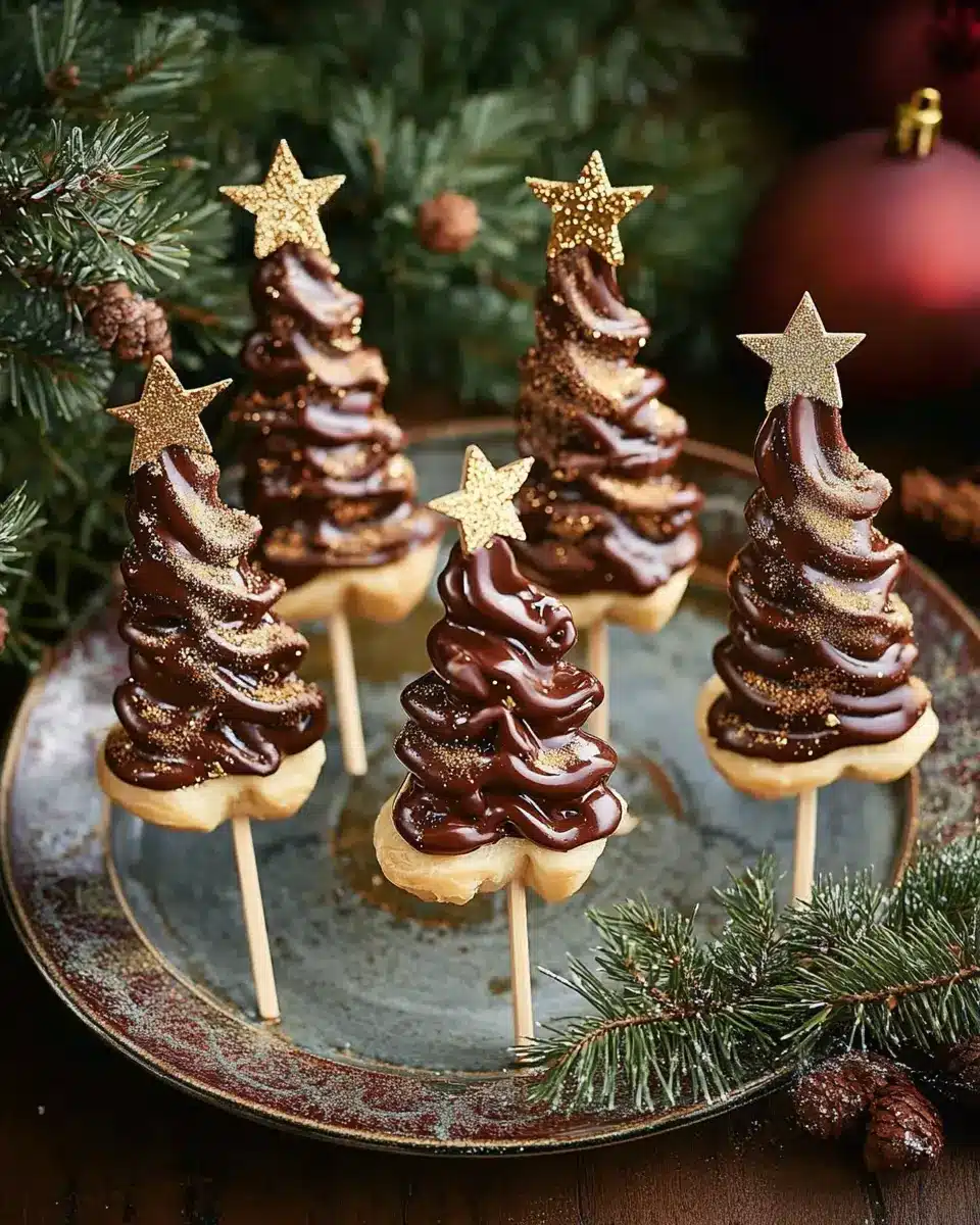 Blätterteig-Schoko-Tannenbäume am Stiel: Irresistibly Festive Treats