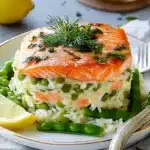 Lachs-Reis-Auflauf mit Zuckerschoten First Image First Image