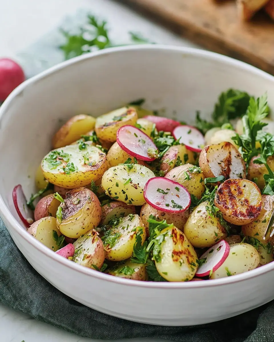 Kräuter-Kartoffelsalat mit gebackenen Radieschen: Fresh & Zesty!