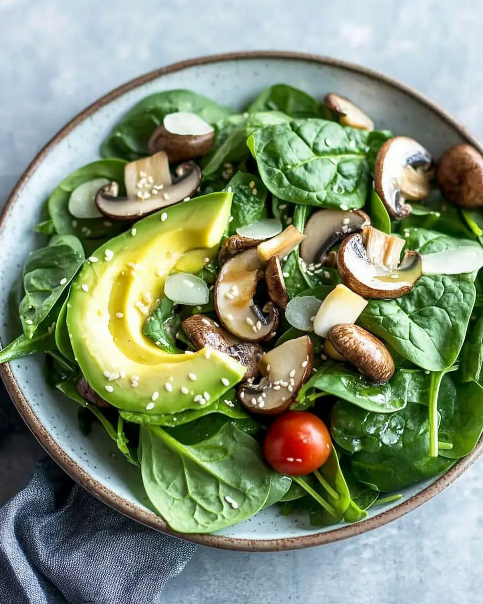Spinatsalat mit Champignons und Avocado: Easy Gourmet Delight