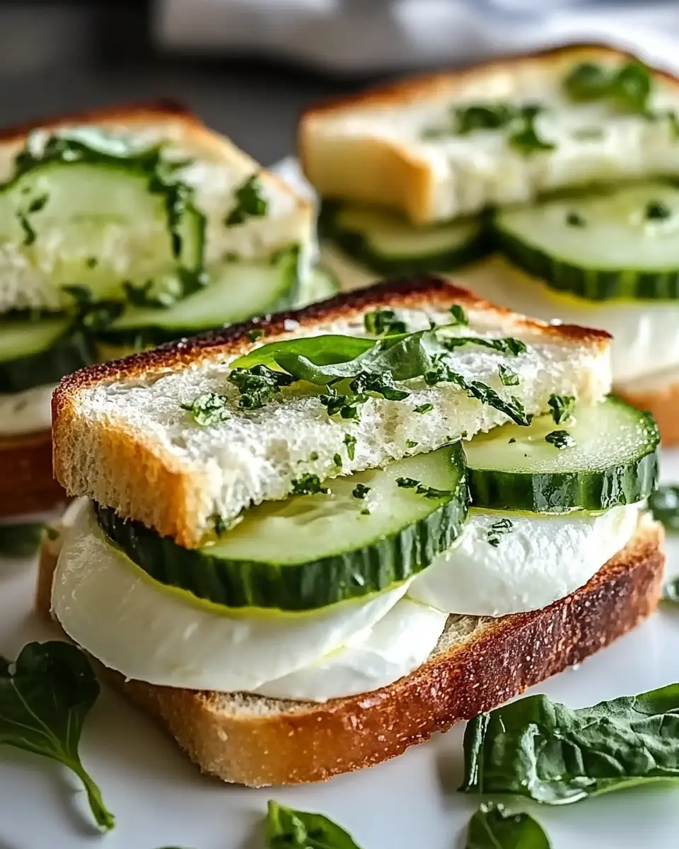 Mozzarella-Gurken-Sandwich mit Kresse First Image First Image