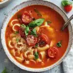 Vegane Tomatensuppe mit Nudeln First Image First Image