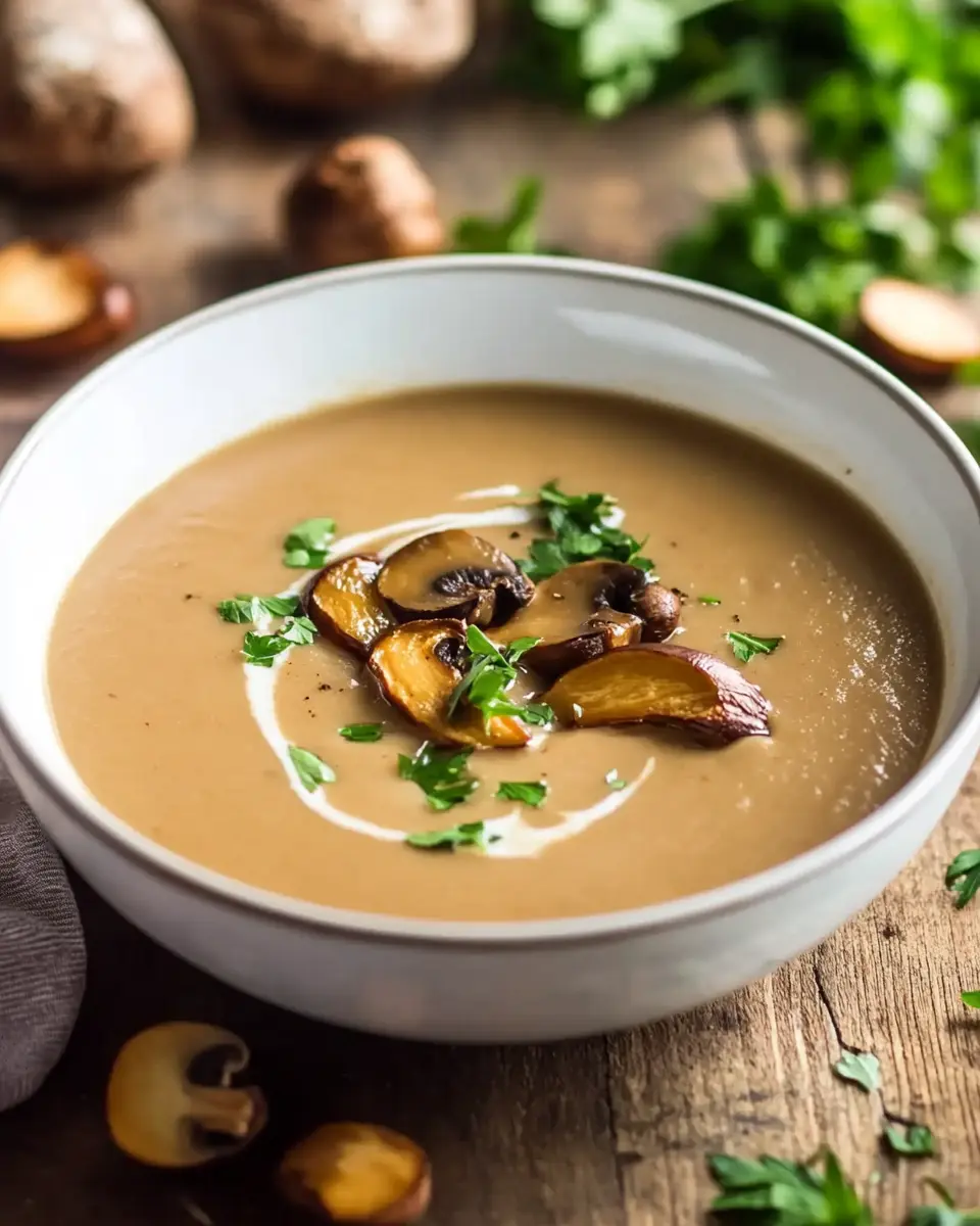 Herbstliche Maronensuppe mit Kräuterseitlingen First Image First Image