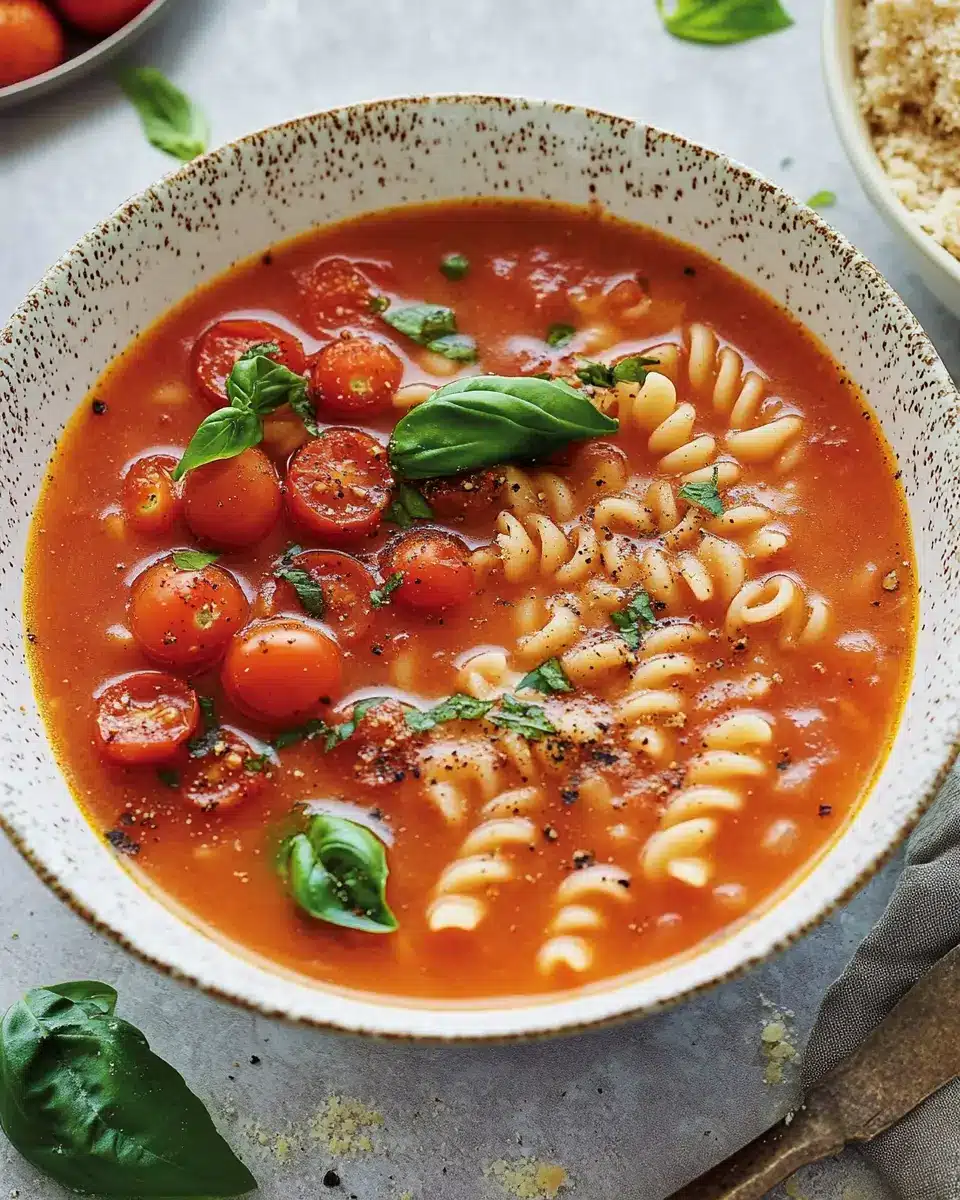 Vegane Tomatensuppe mit Nudeln: The Best Comfort Bowl Ever