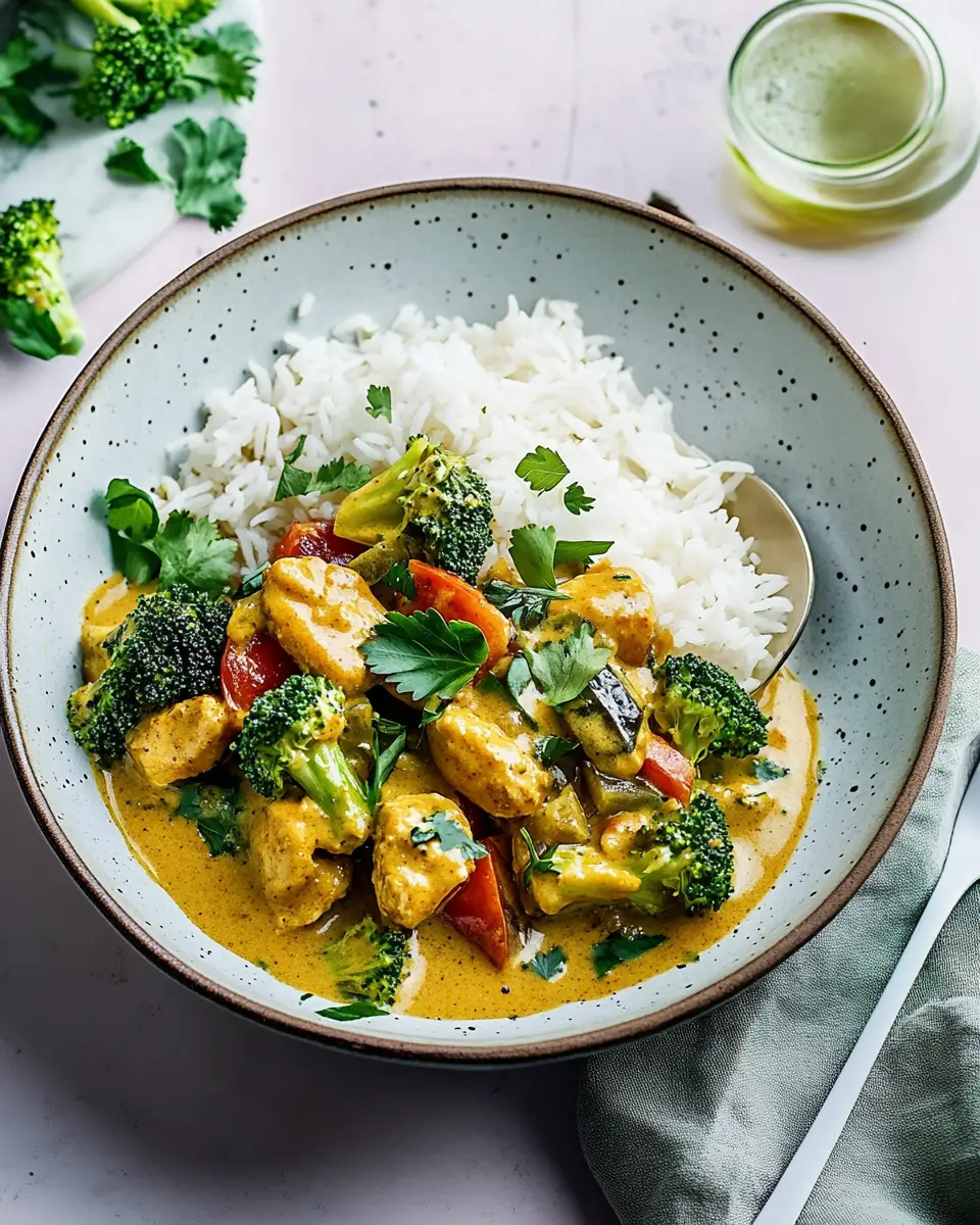 Veganes Curry Chicken Style mit Brokkoli und Reis: Comfort Food Bliss