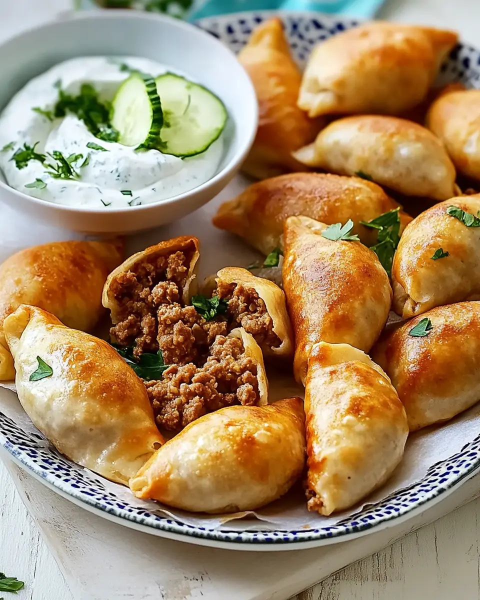 Piroggen mit Hackfüllung mit Gurken