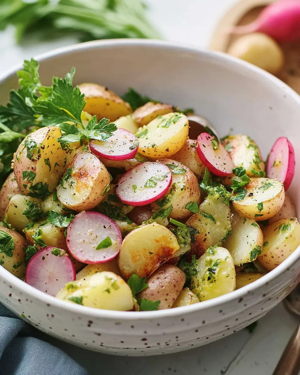 Kräuter-Kartoffelsalat mit gebackenen Radieschen: Fresh & Zesty!