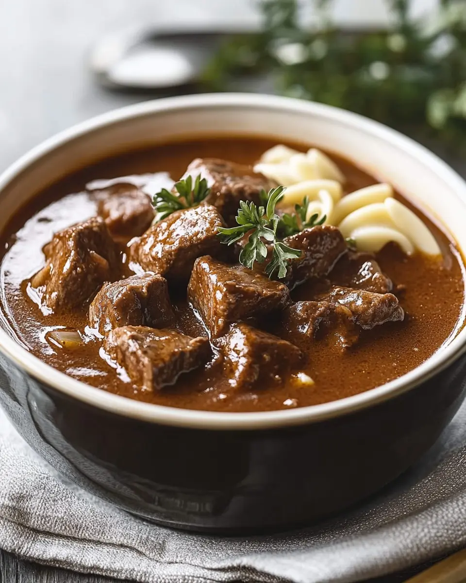 Rahmgulasch im Schnellkochtopf: Zartes Rindfleisch, einfach!
