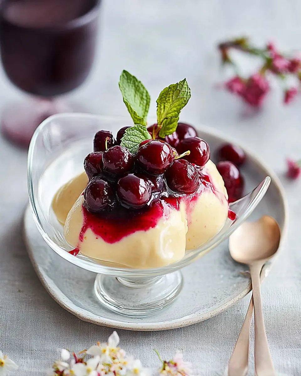 Grießflammeri mit Holunder-Kirsch-Kompott: Irresistibly Creamy Delight