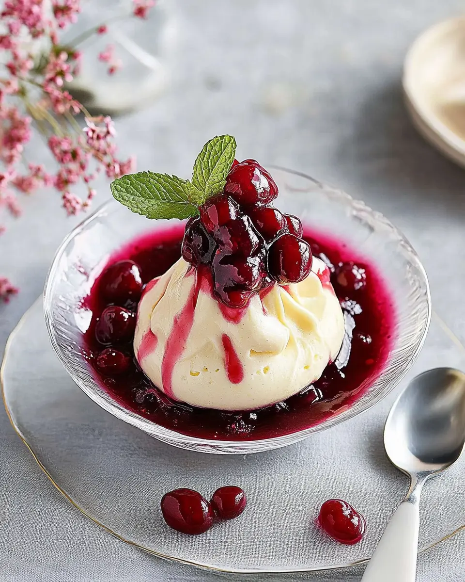 Grießflammeri mit Holunder-Kirsch-Kompott: Irresistibly Creamy Delight