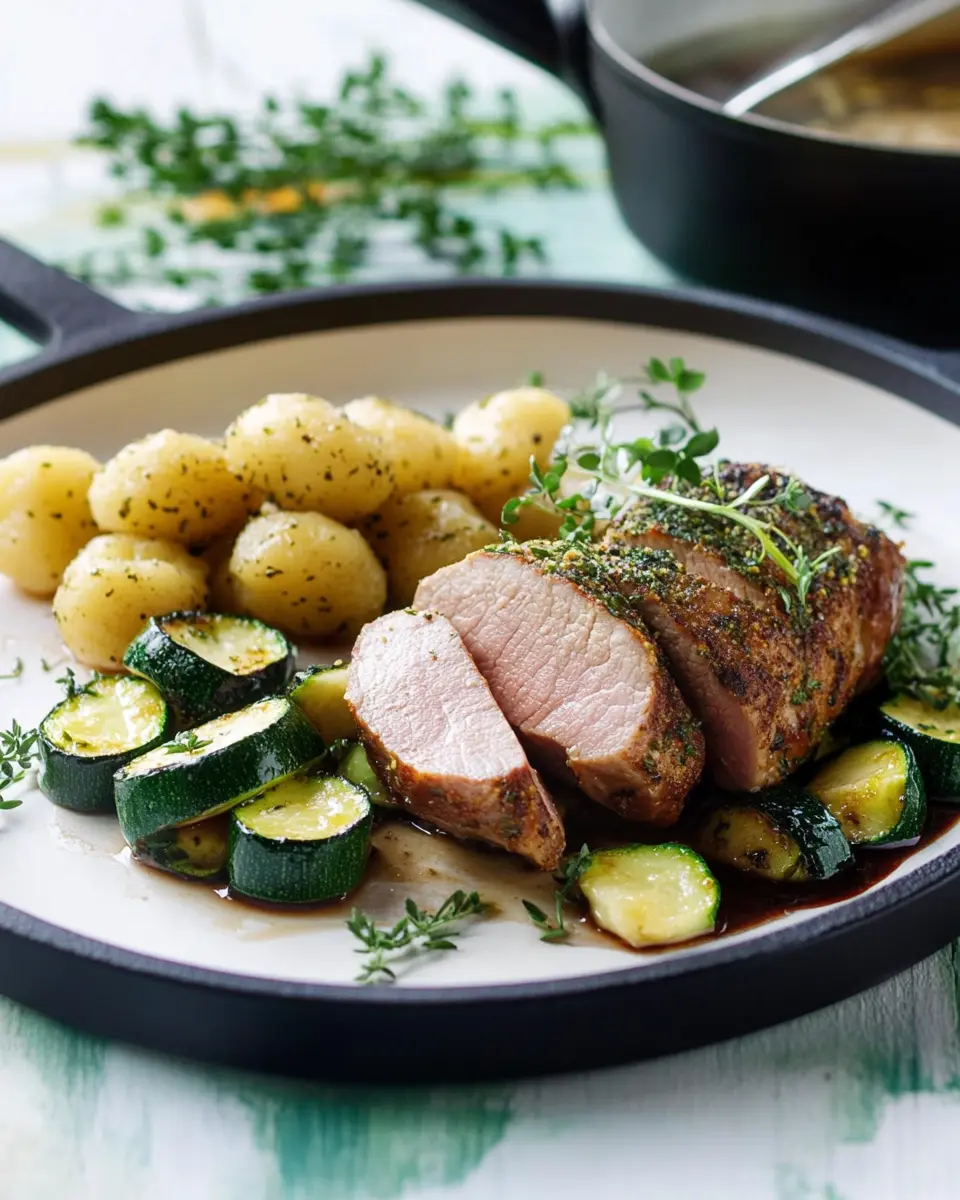 Schweinefilet im Kräutermantel: Juicy Gnocchi & Zucchini Bliss