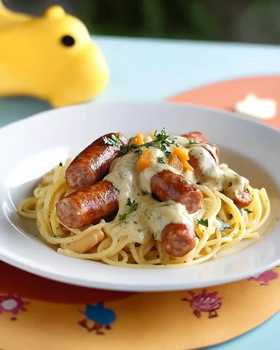 Spaghetti mit Käse-Sahne-Soße und Würstchen: Irresistibly Creamy Delight