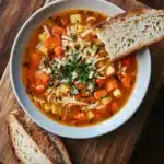 Minestrone mit Möhren, Pastinaken und Reisnudeln First Image First Image