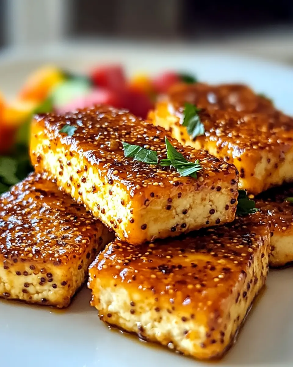Knusprige gebackene Honig-Senf-Tofu First Image First Image