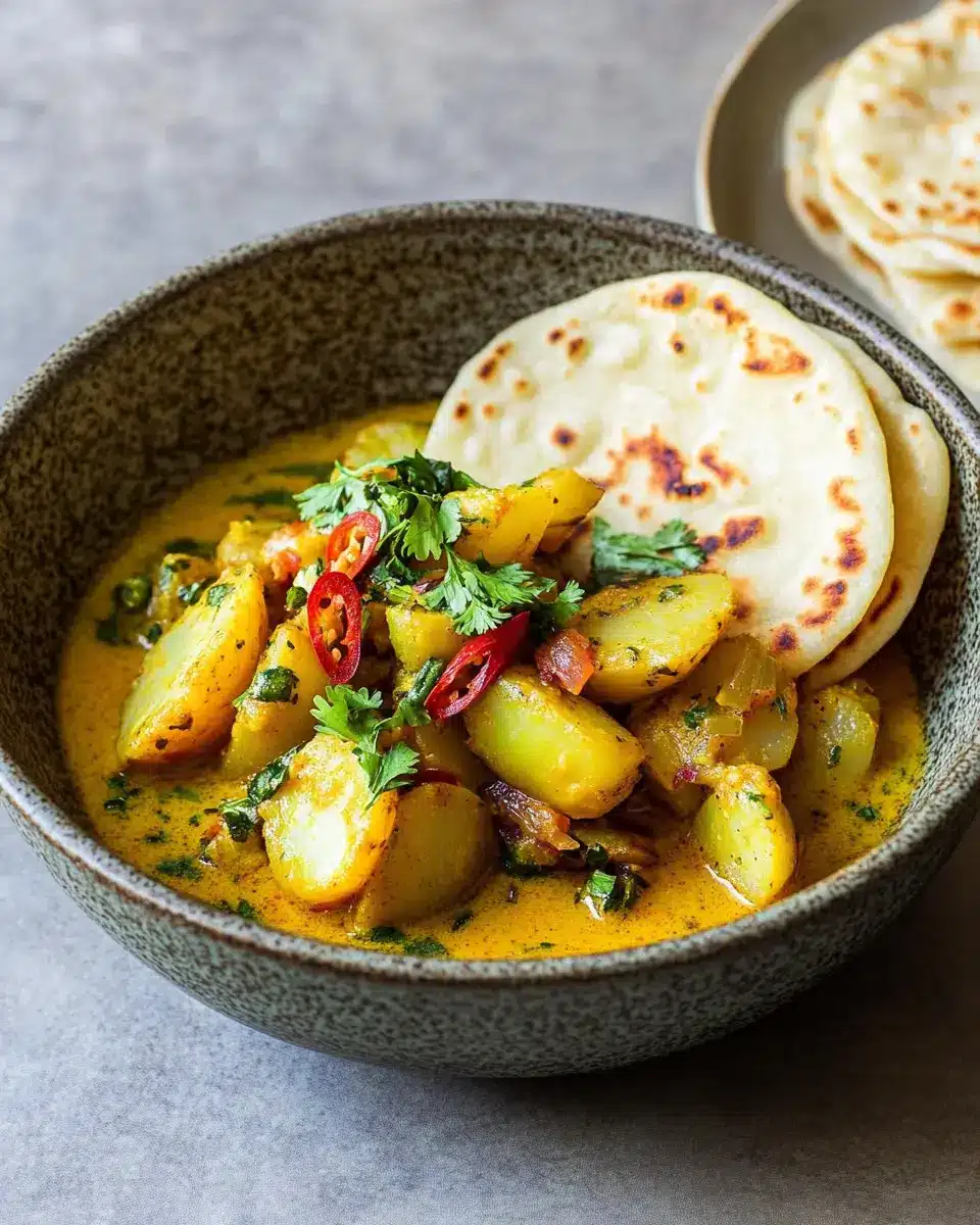 Buntes Kartoffel-Curry mit Kartoffel-Chapati First Image First Image