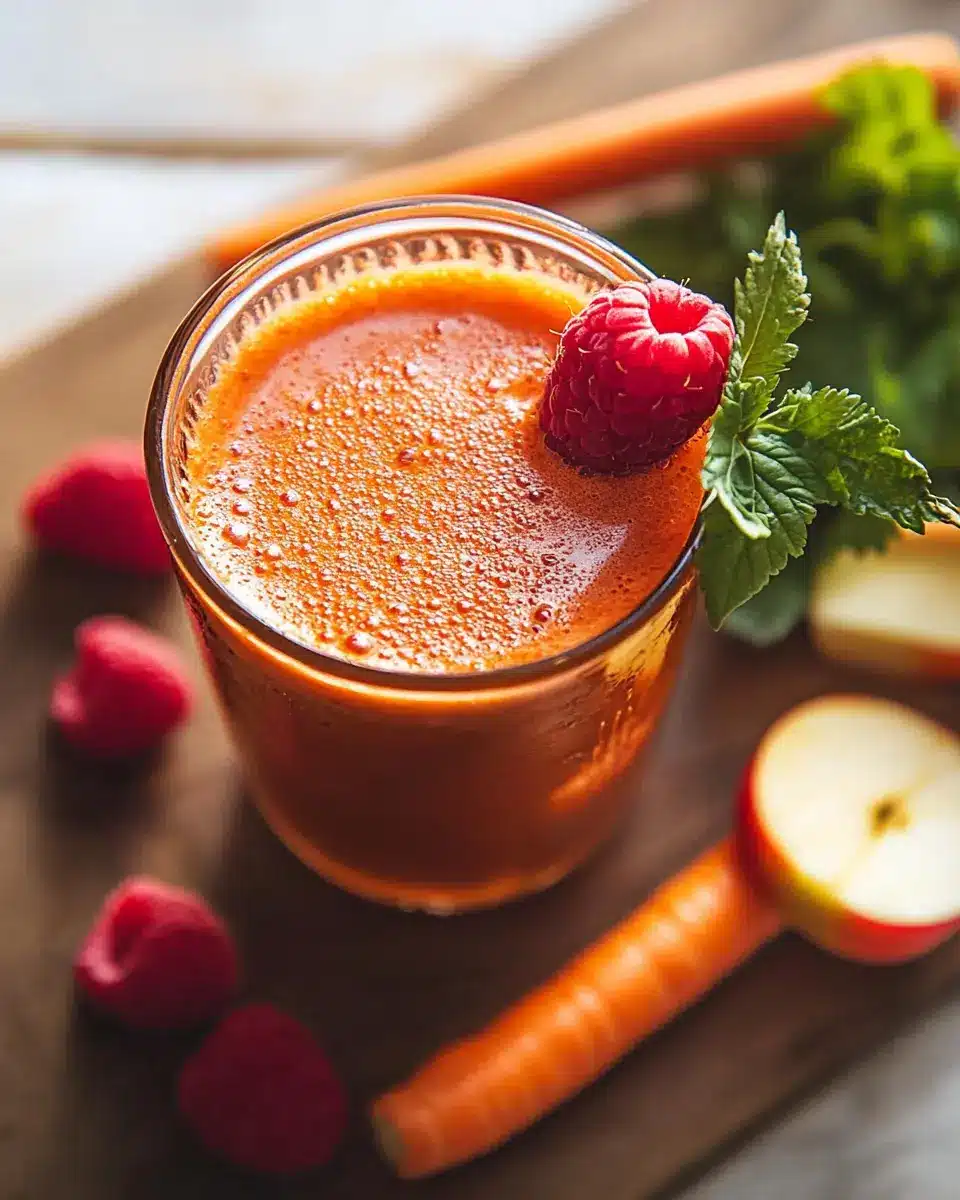 Karotten-Apfel-Himbeer-Saft