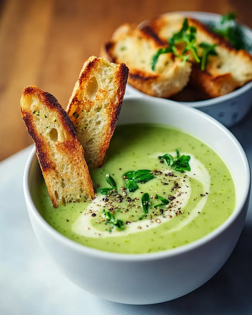 Brokkolisuppe aus dem Airfryer: Creamy Goodness with Cheese Crostini