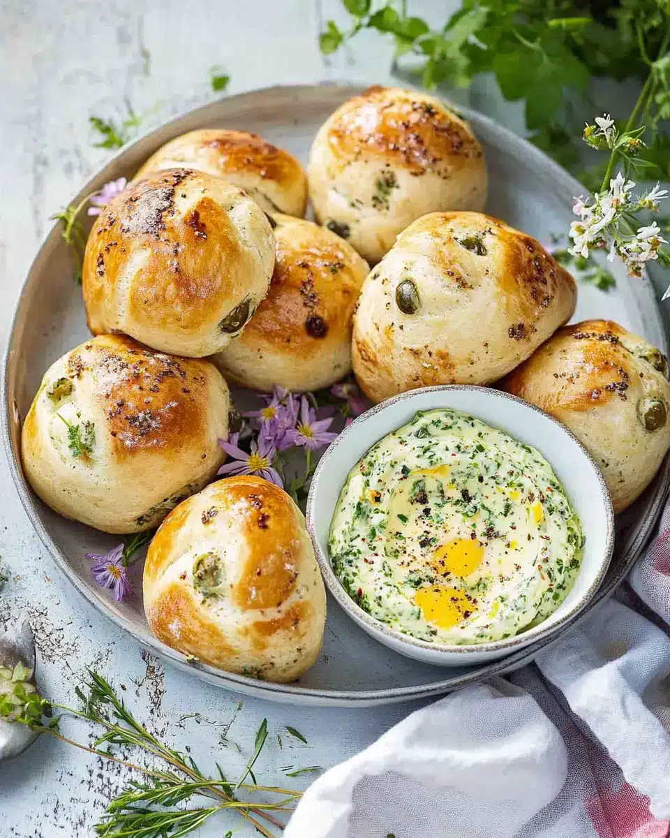Oliven-Brötchen mit Kräuter-Ei-Dip: Irresistibly Delicious!