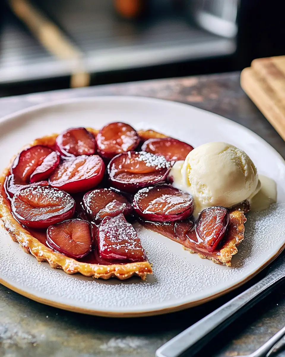 Vegane Tarte Tatin: Juicy Plums & Creamy Vanilla Bliss