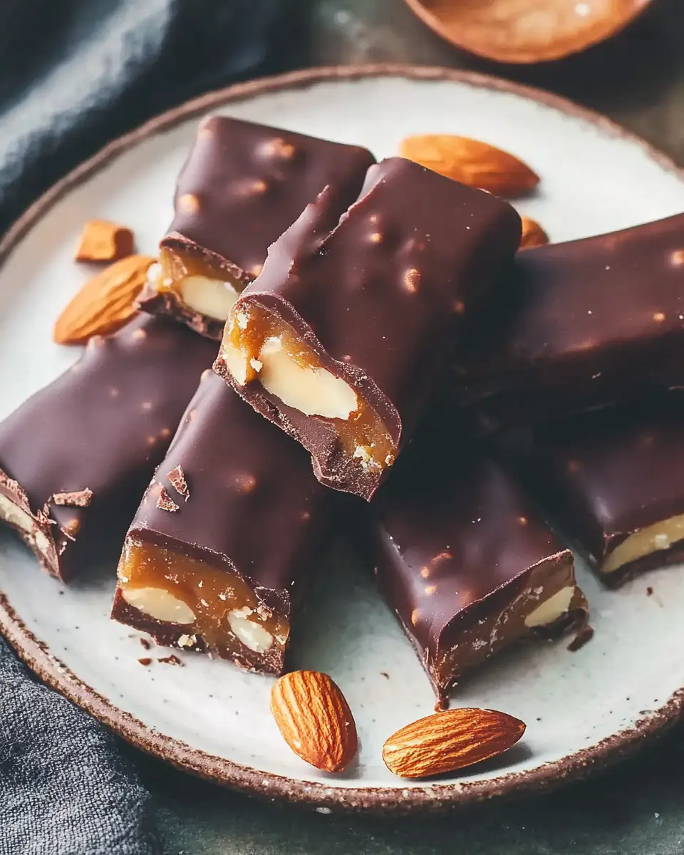 Vegane Schokoriegel mit Mandeln und Karamell: Irresistibly Indulgent!