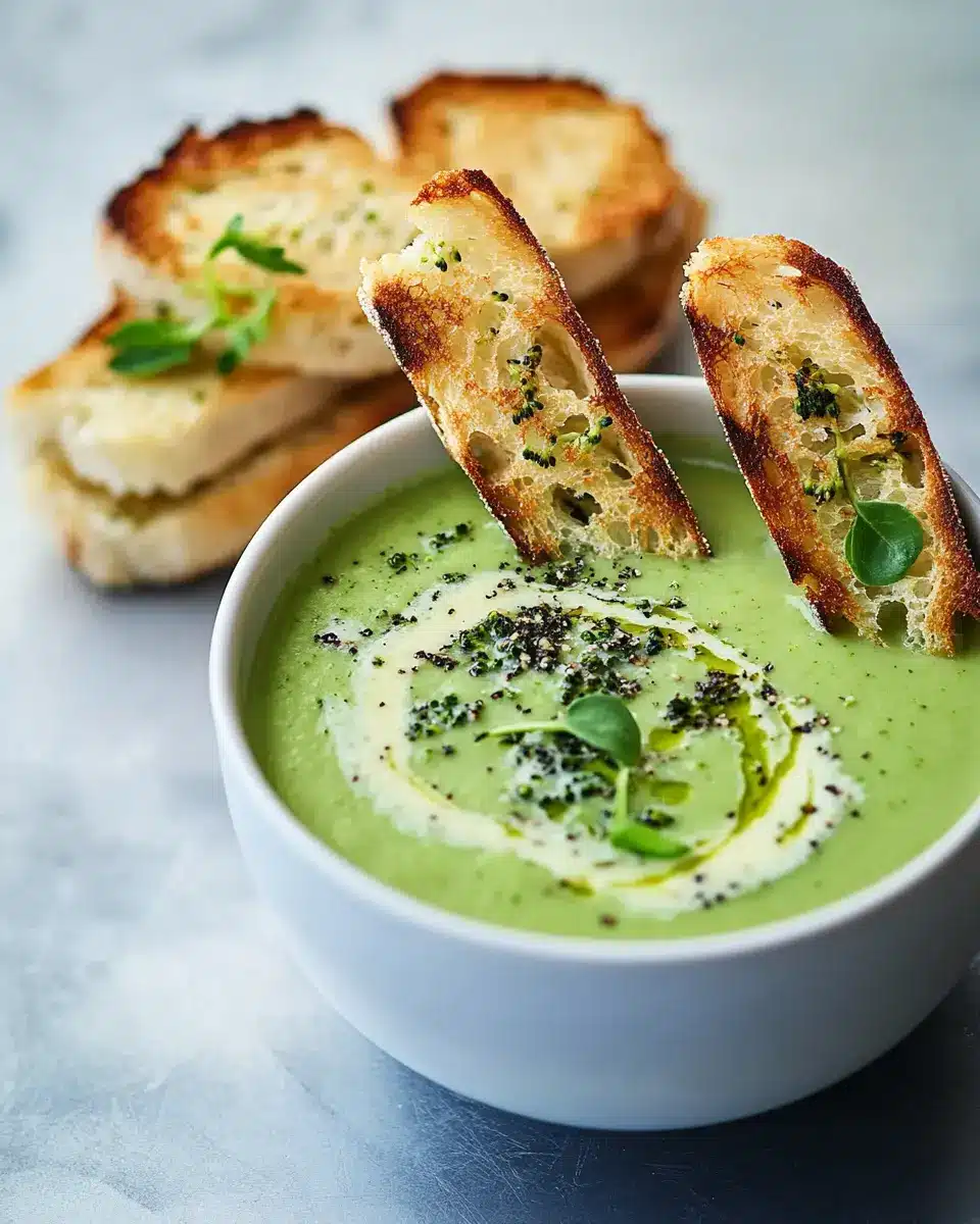 Brokkolisuppe aus dem Airfryer mit Käse-Crostini First Image First Image