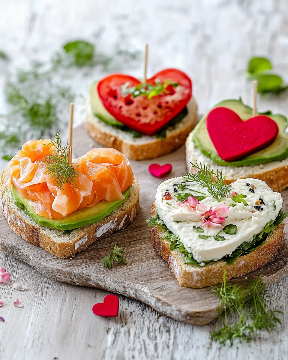 Dreierlei Sandwiches-Herzen zum Valentinstag First Image First Image