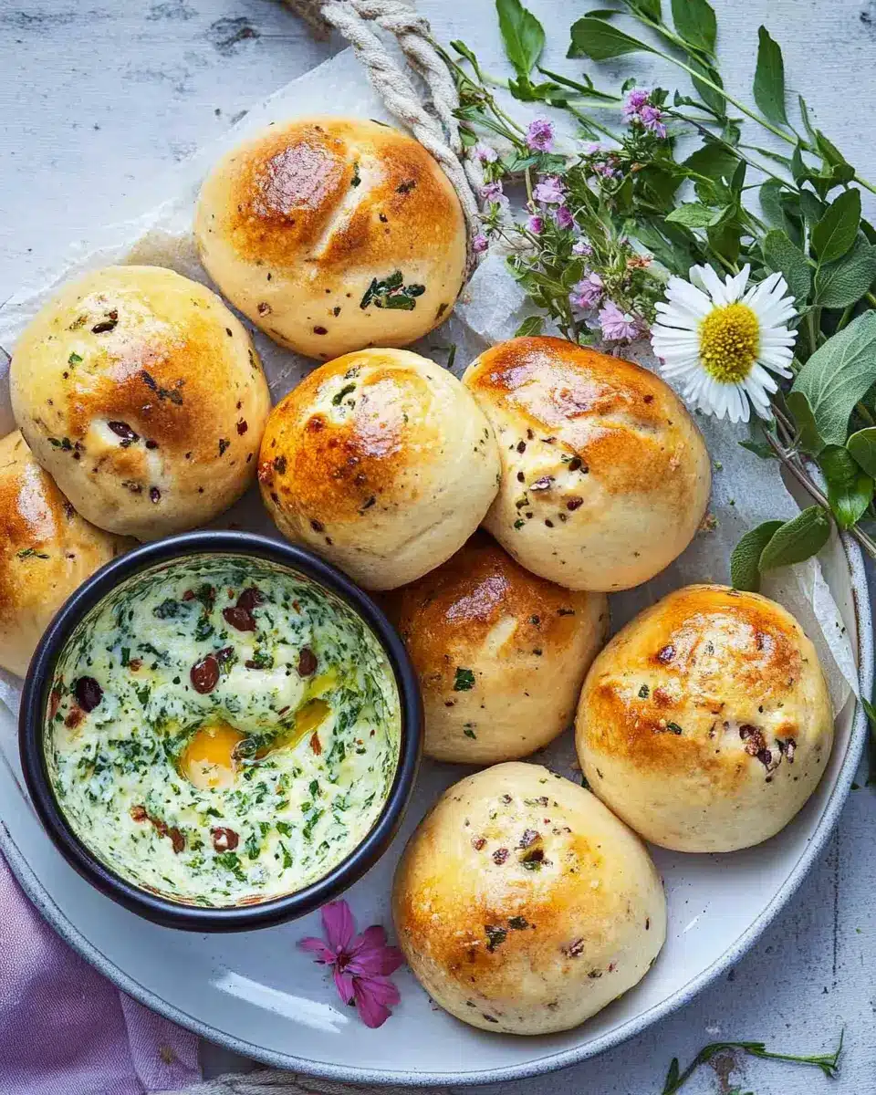 Oliven-Brötchen mit Kräuter-Ei-Dip First Image First Image