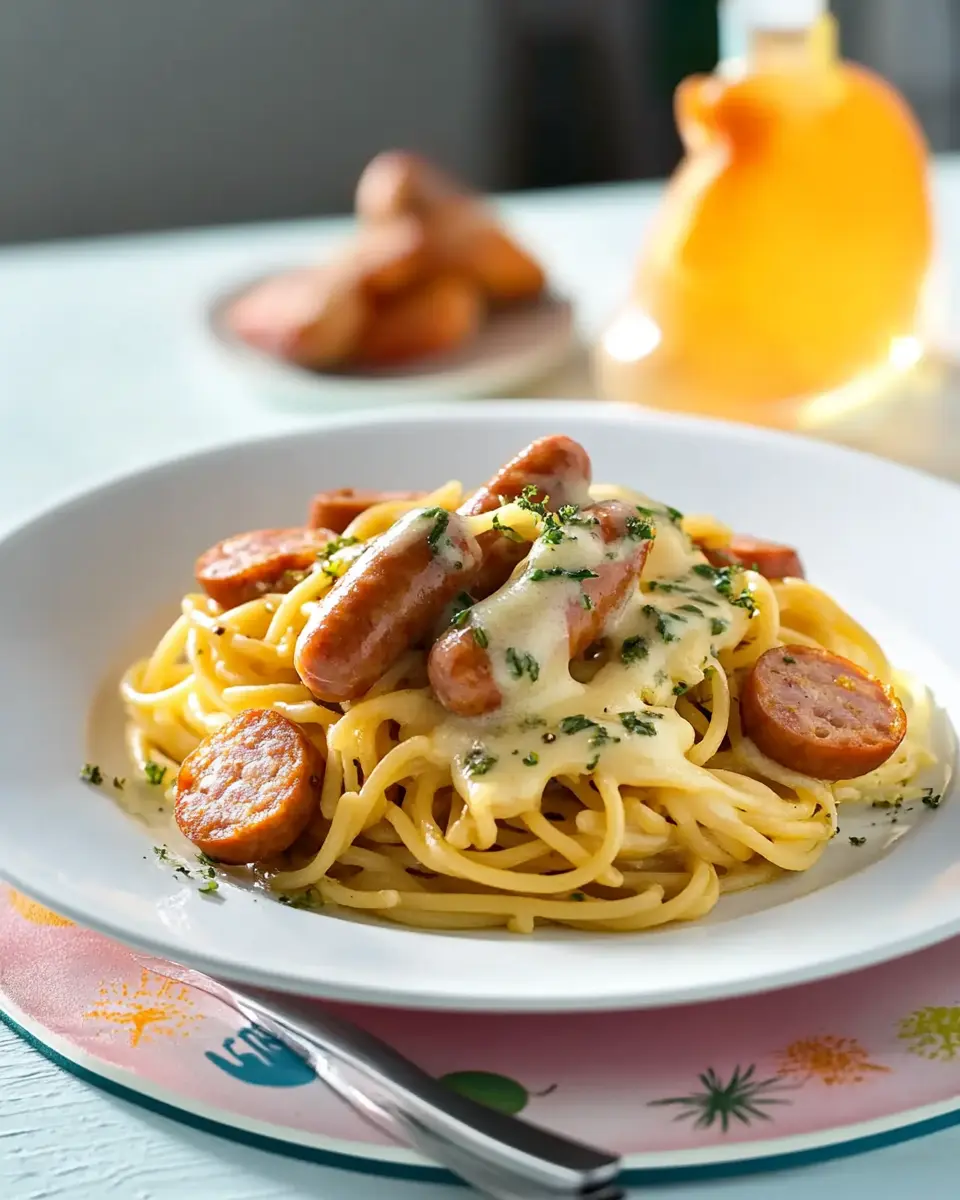 Spaghetti mit Käse-Sahne-Soße und Würstchen: Irresistibly Creamy Delight