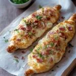 Flammkuchen Laugenstangen mit Speck und Zwiebeln First Image First Image
