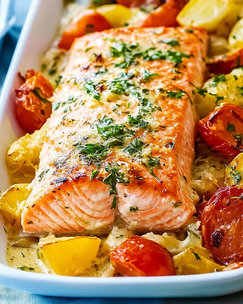 Gratinierter Ofenlachs: Indulgent Kräutersahne Delight
