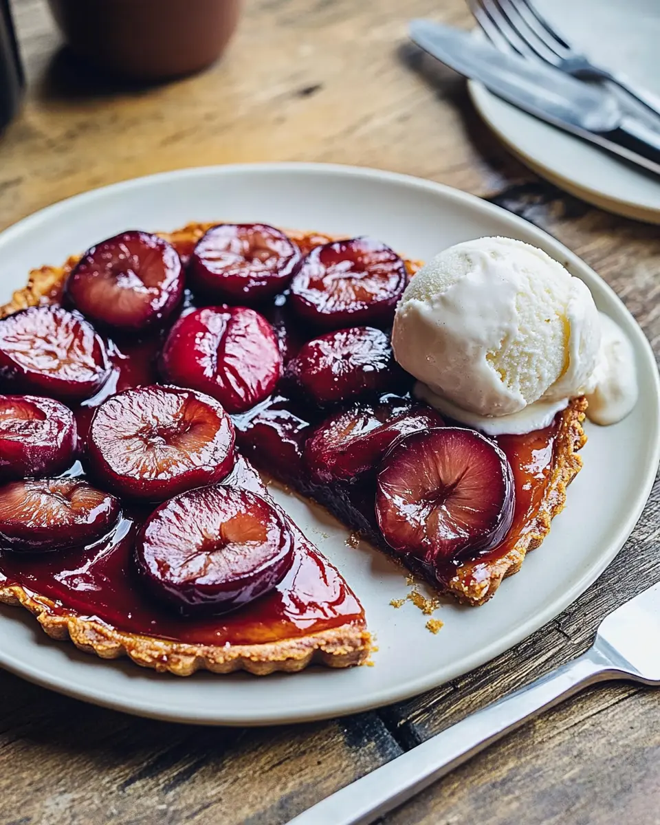Vegane Tarte Tatin: Juicy Plums & Creamy Vanilla Bliss
