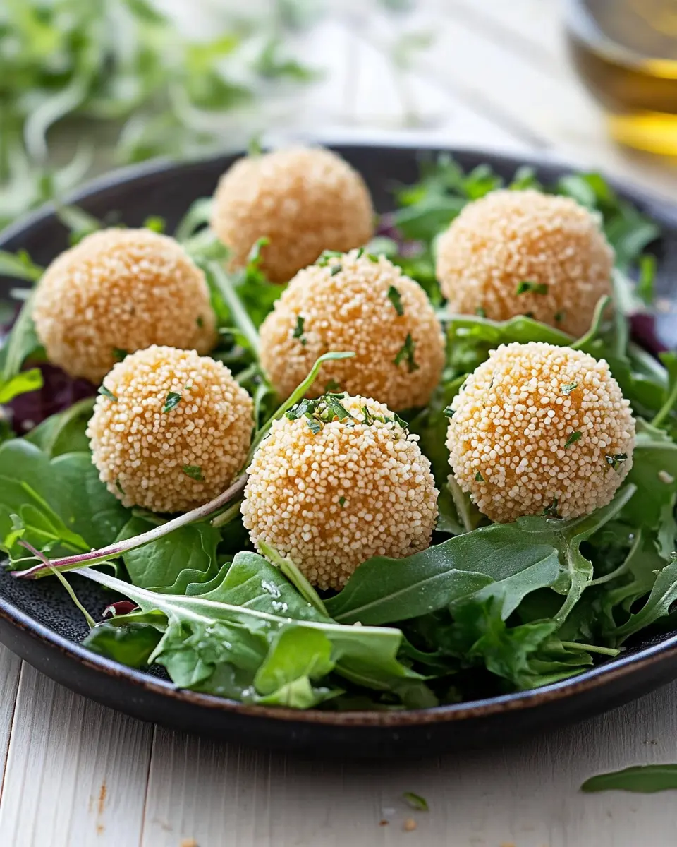 Couscousbällchen mit Feta und Sesam