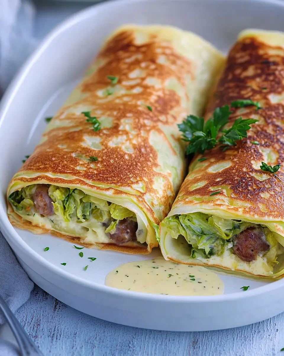 Wirsing-Crespelle mit Lyoner Wurst First Image First Image