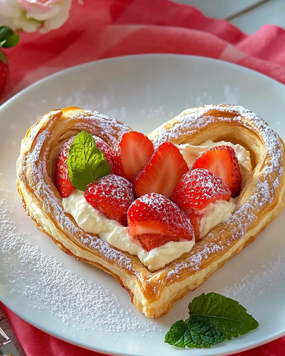 Blätterteig-Herz mit Mascarpone und Erdbeeren