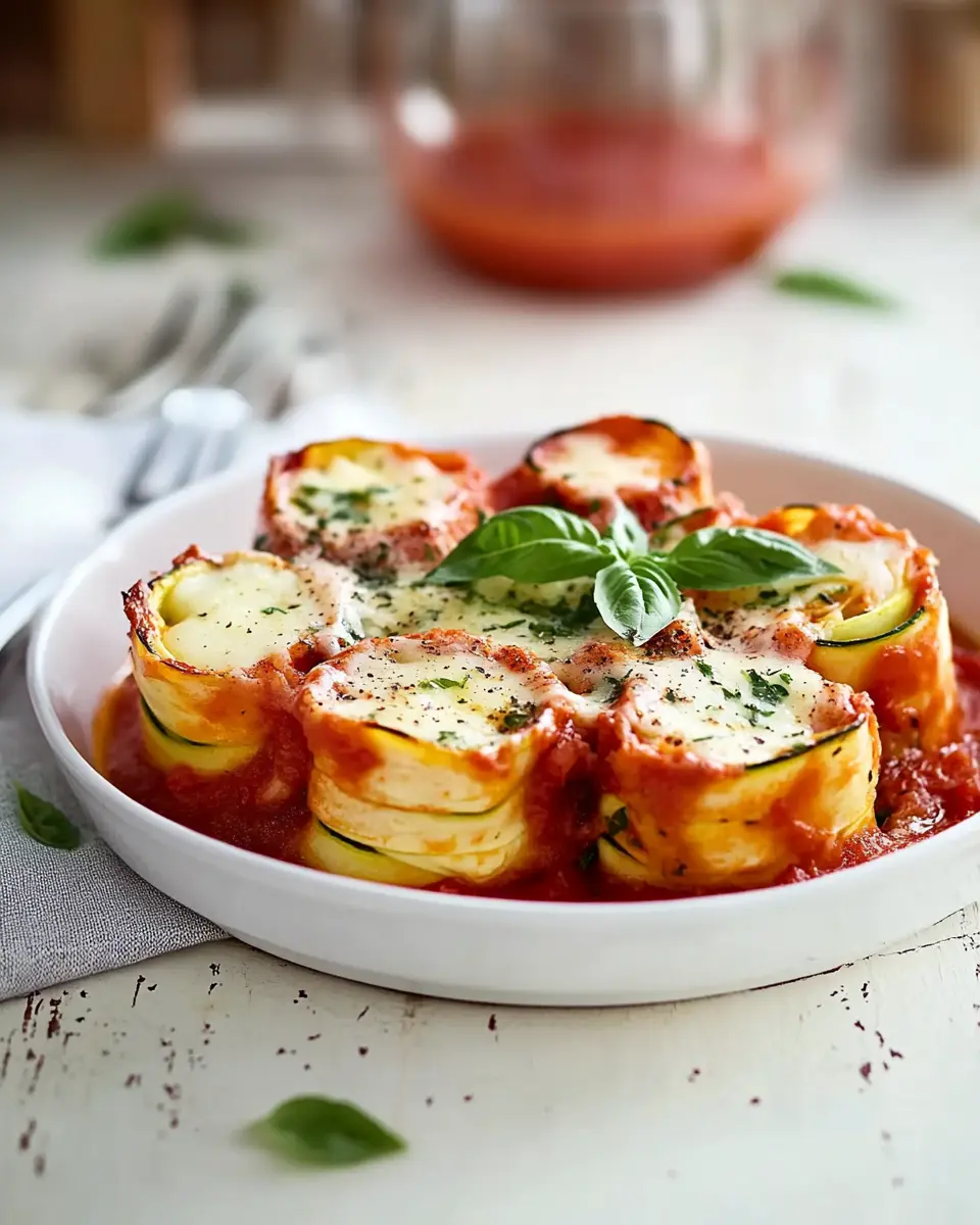 Zucchini-Nudel-Rolls in Tomatensoße First Image First Image