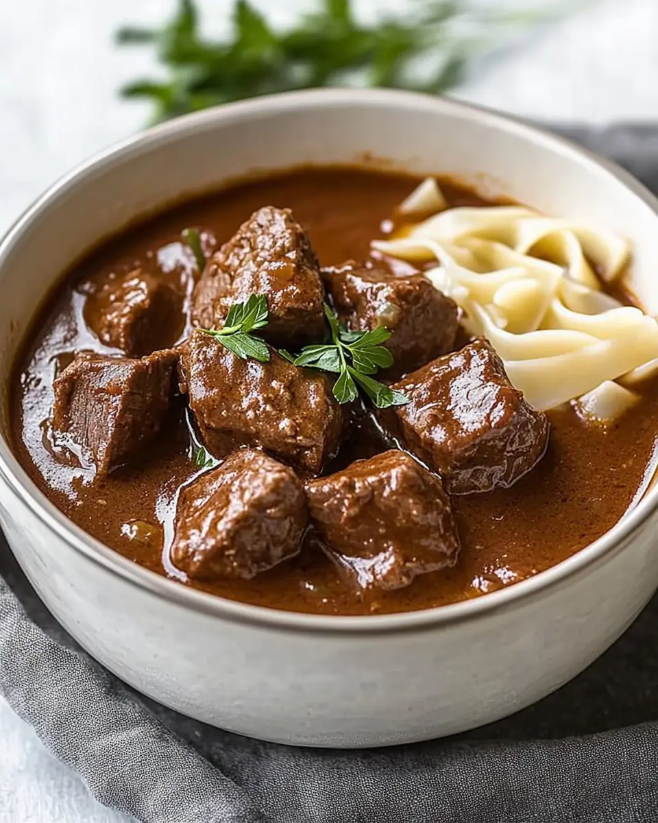 Rahmgulasch im Schnellkochtopf: Zartes Rindfleisch, einfach!