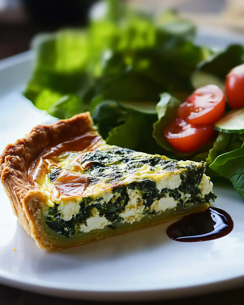 Spinat-Feta-Quiche mit grünem Salat First Image First Image