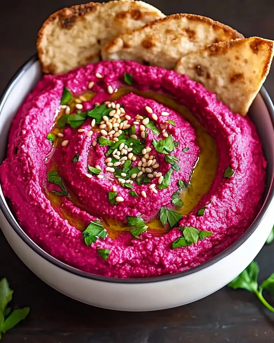 Pink und perfekt Hummus: Irresistibly Creamy Beet Dip