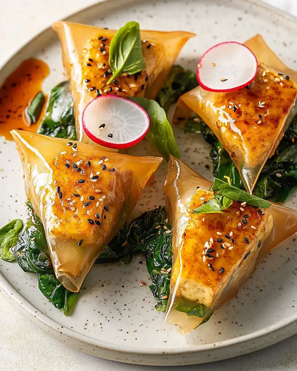 Knusprige Reispapiertaschen mit Spinat & Tofu: Veggie Delight!