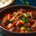 Rindfleisch-Eintopf mit Paprika und Reis First Image First Image