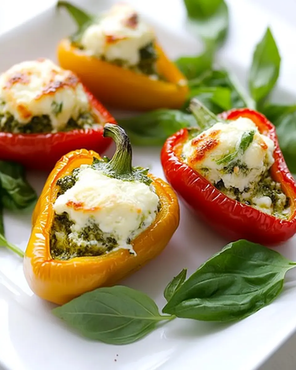gefüllte minipaprika: Irresistibly Cheesy Ricotta Pesto Bites