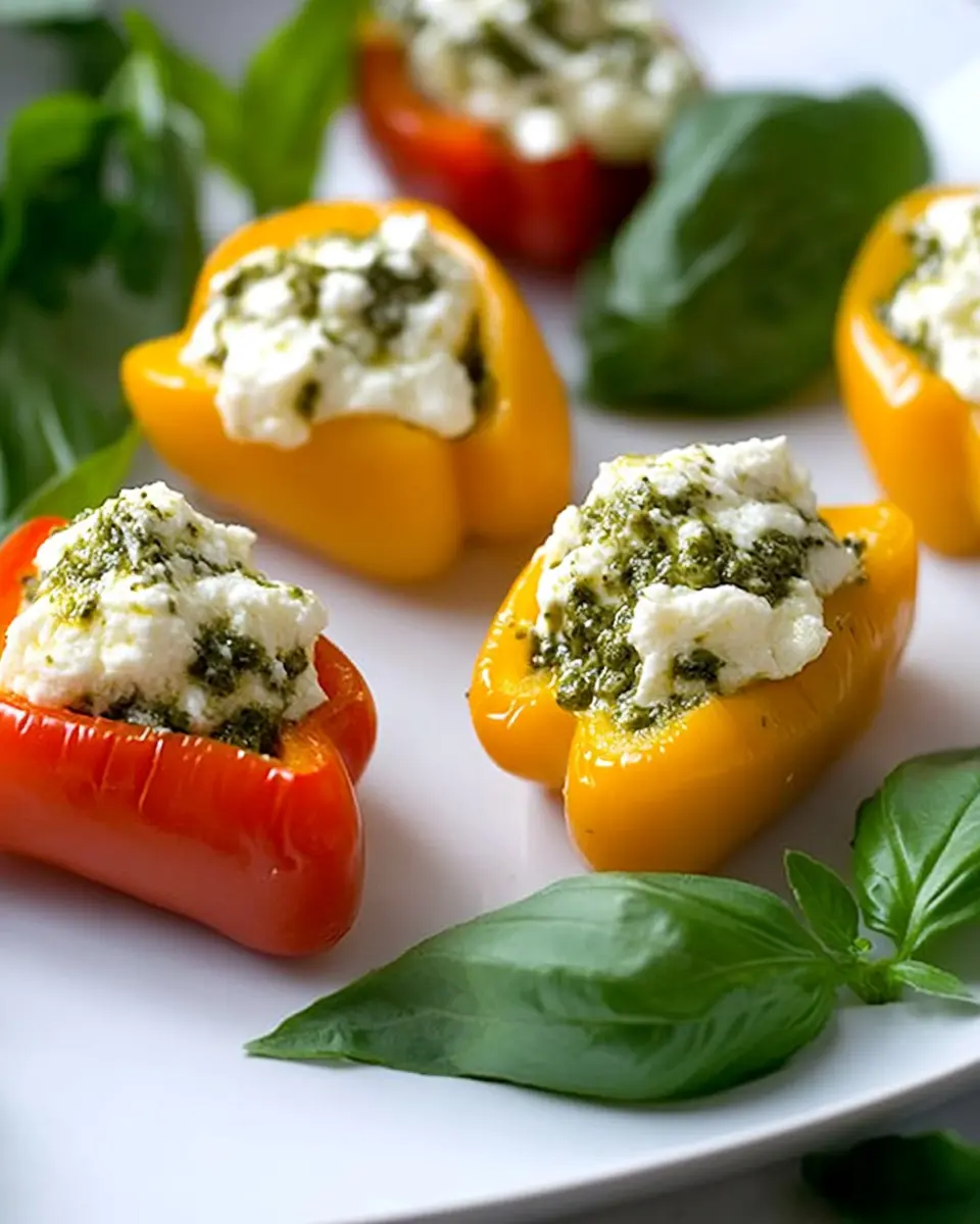 gefüllte minipaprika: Irresistibly Cheesy Ricotta Pesto Bites