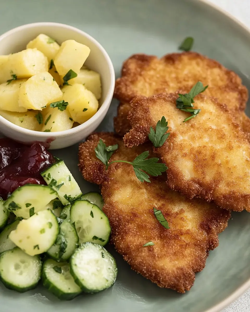 Wiener Mini-Schnitzel vom Schwein auf Johanns Kartoffel-Gurken-Salat: Irresistibly Crispy and Fresh!