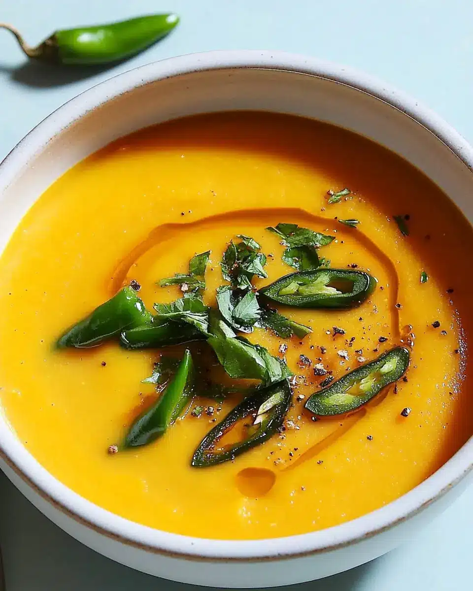 Süßkartoffelsuppe mit gebratenen Pimientos de Padrón Bliss