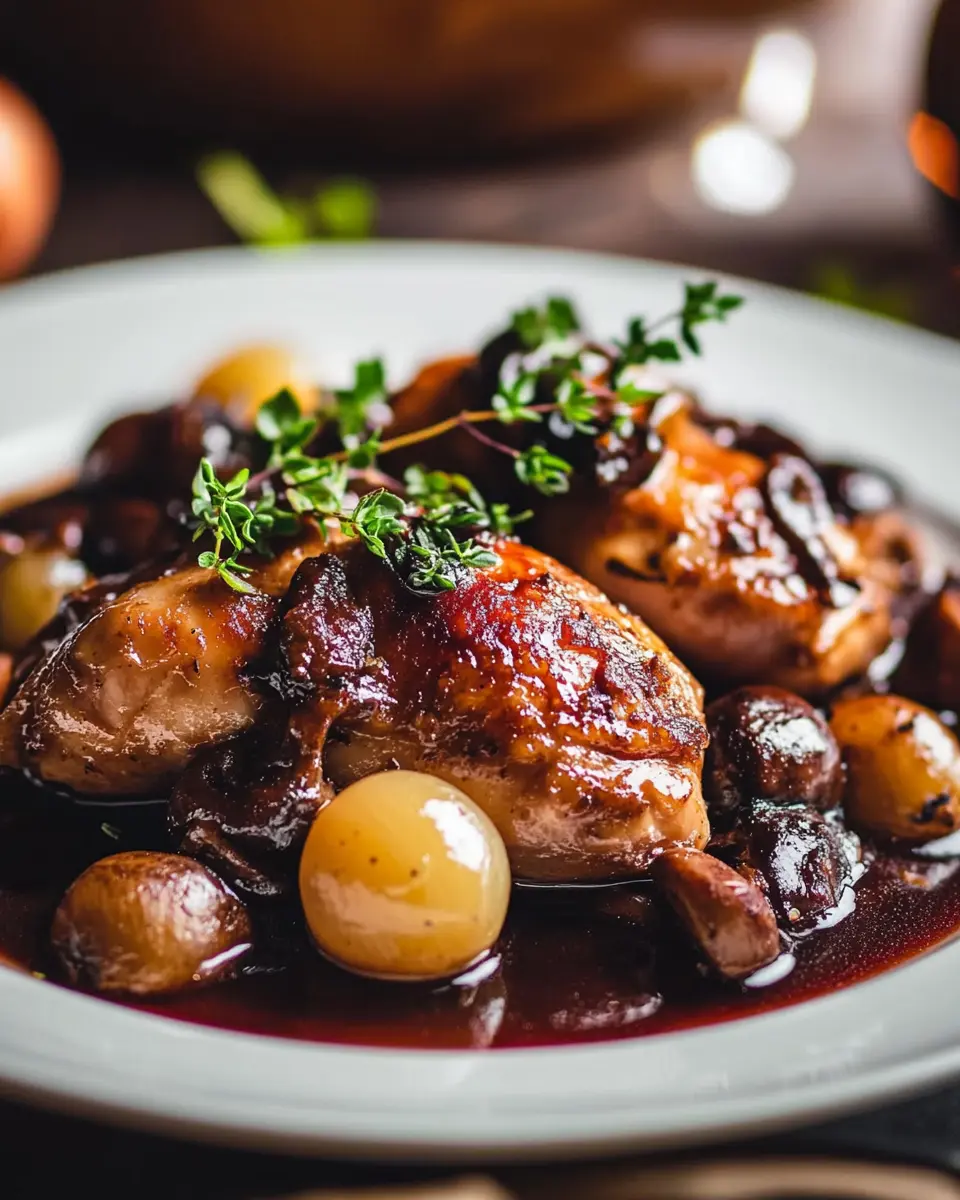Coq au vin in Rotwein First Image First Image