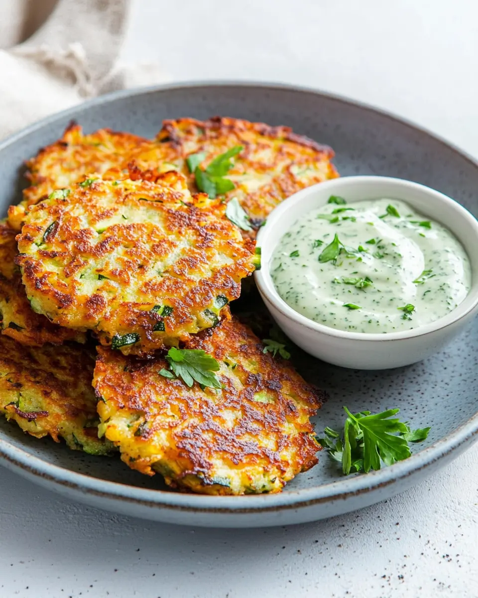 Zucchini-Kartoffel-Puffer mit veganem Kräuterdip: Irresistibly Crispy!
