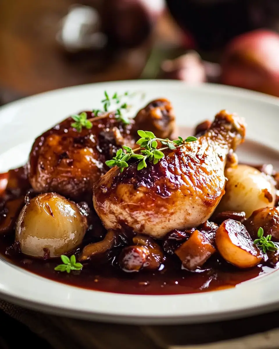 Coq au vin in Rotwein: A Juicy Twist on Classic Comfort