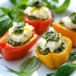 Gefüllte Minipaprika mit Ricotta, Pesto und Mozzarella First Image First Image