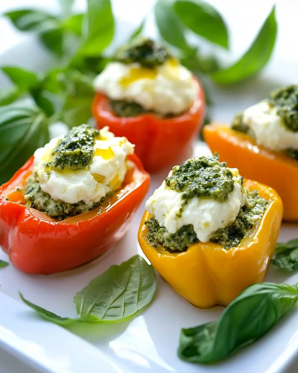 Gefüllte Minipaprika mit Ricotta, Pesto und Mozzarella First Image First Image